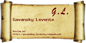 Gavansky Levente névjegykártya